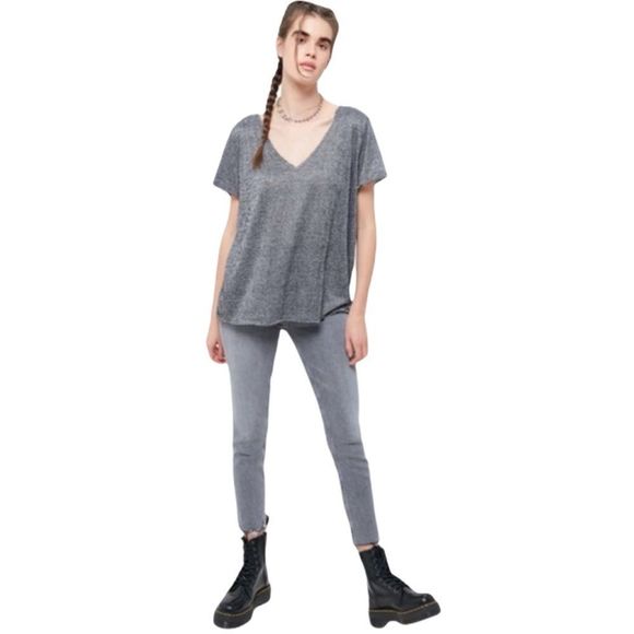 Urban Outfitters x Project Social Slouchy Distressed V-Neck Sz Small Top - Picture 1 of 11